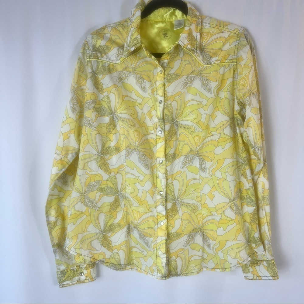 Wrangler western cowgirl Shirt Women Tailored Fit Long Sleeve Snap Up Button-Up